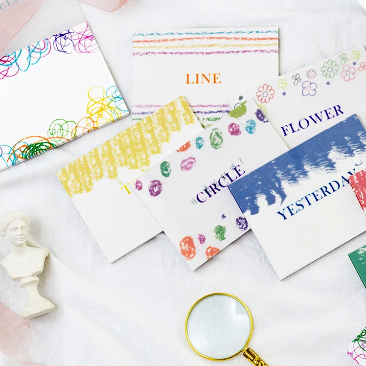 Memo Pads Crayon drawing style lovely note with plastic cover 30 sheets