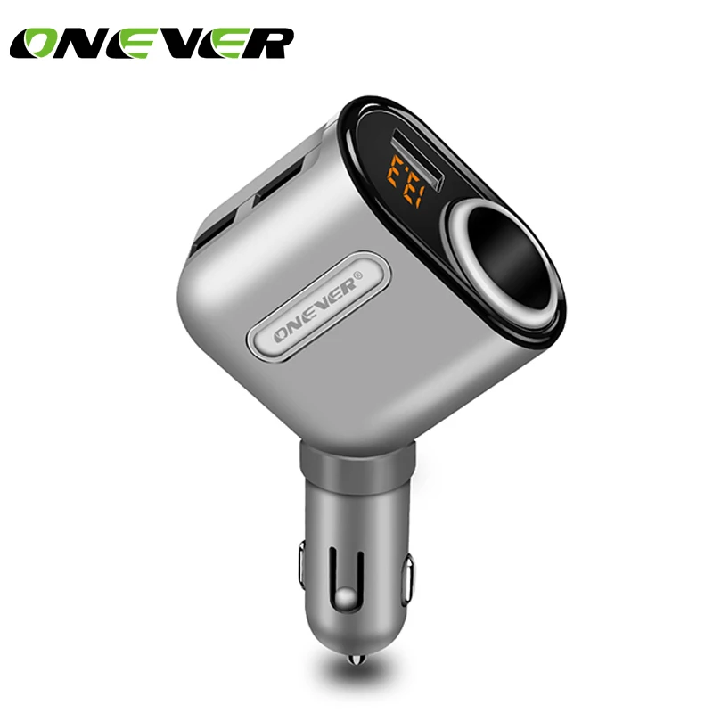 Onever DC 5 V 3 порта USB Автомобильное зарядное устройство прикуриватель гнездо отображение напряжения на светодиодном дисплее зарядное устройство с адаптером для gps, мобильных устройств