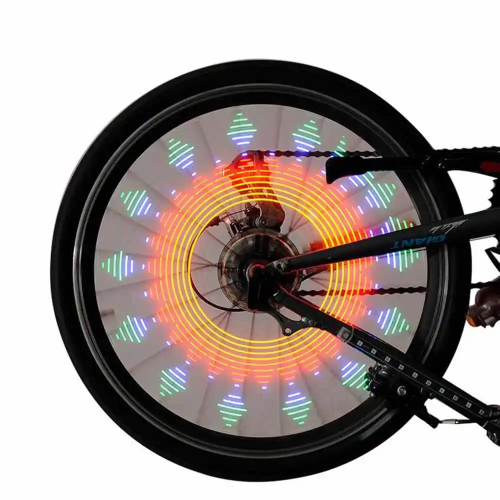 

Bicycle Wheel Light 16 LEDs Cycling Bike Spoke Signal Lamp Warning Light 32 Colorful Patterns On/off Switch Waterproof
