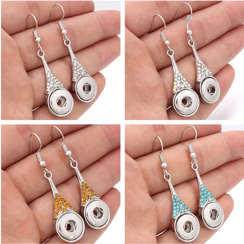

New Snap Jewelry DIY Charms Water Drop Snap Button Earrings Dangle Earring Fit 12mm Snaps Jewelry For Women