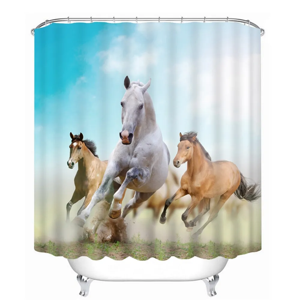 3D Oil Running Horse Design Bathroom Shower Curtain Waterproof,Running Horse Tiger Bedroom