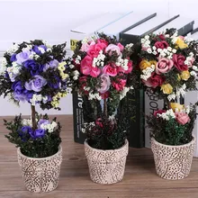 Искусственные шелковые цветы розы бонсай+ керамическая ваза поддельные растения с искусственным горшечным цветком шары центральные свадебные украшения