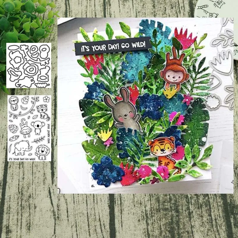 

Animal Metal Cutting Dies and clear stamps DIY Scrapbooking Card Stencil Paper Card Album Decoration Paper