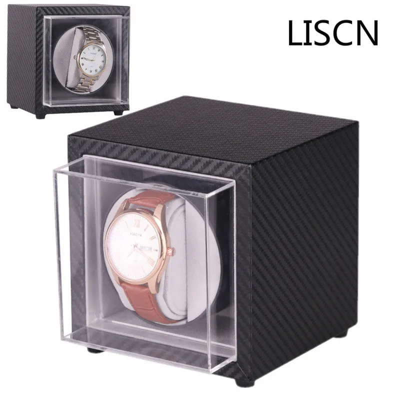 

LISCN Auto Silent Watch Winder Irregular Shape Transparent Cover Wrist watch Box with EU Plug Luxury Automatic Display Watch Box