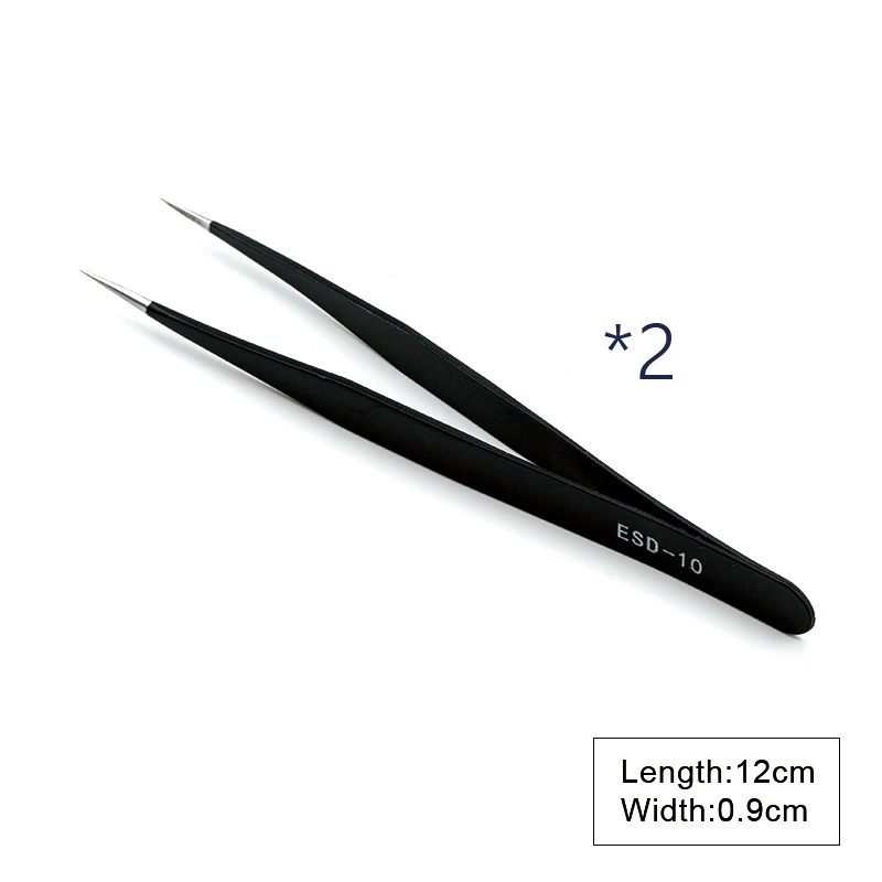 bend x 2pcs QIAO 2 шт./комплект черный антистатические изогнутые прямая законцовка щипцы прецизионные паяльные пинцеты Набор электронные пинцеты швейные инструменты - Цвет: bend x 2pcs