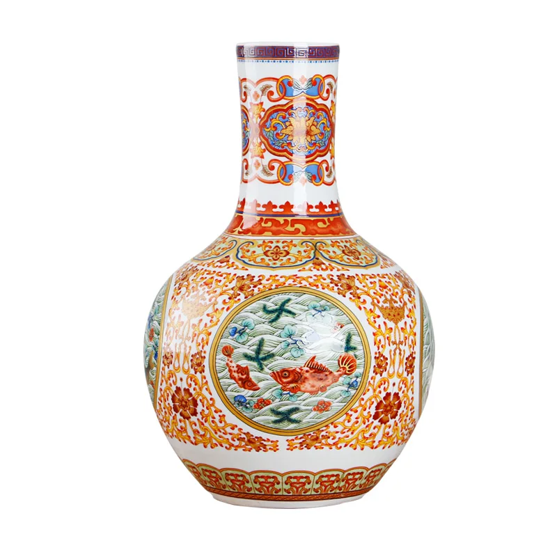 Цзиндэчжэнь эмаль водоросли керамическая ваза Древний Мин и Цин фарфор - Цвет: C