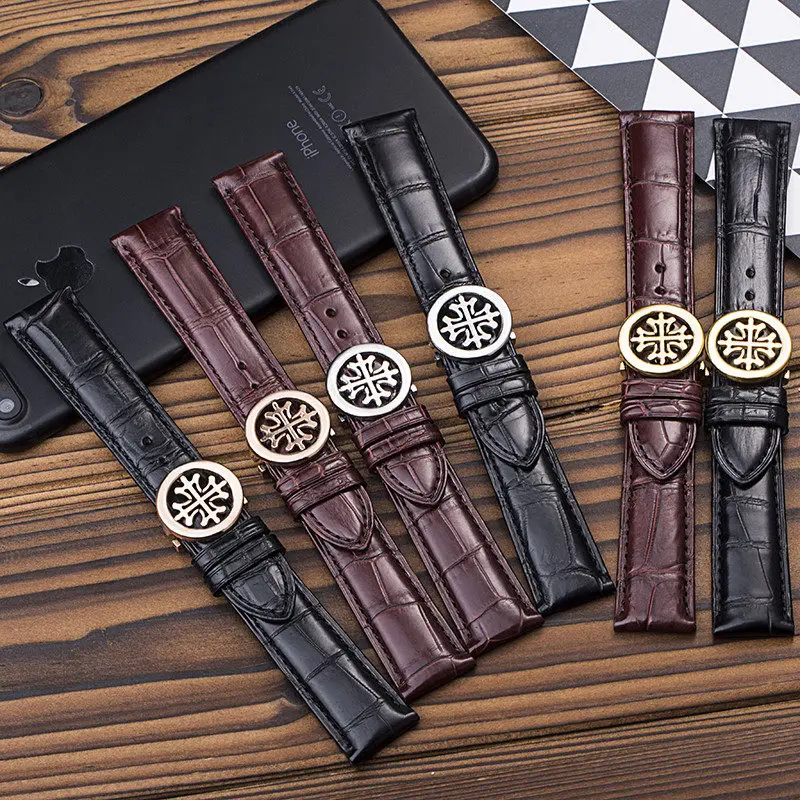 

OTMENG High Quality Alligator leather Watchband 20mm 21mm PP Folding Buckle Suitable for Patek Philippe Watches Belt Strap