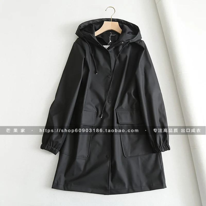 

2019 spring autumn women's new loose Medium length hooded windbreaker windproof waterproof raincoat windbreaker coat female z24