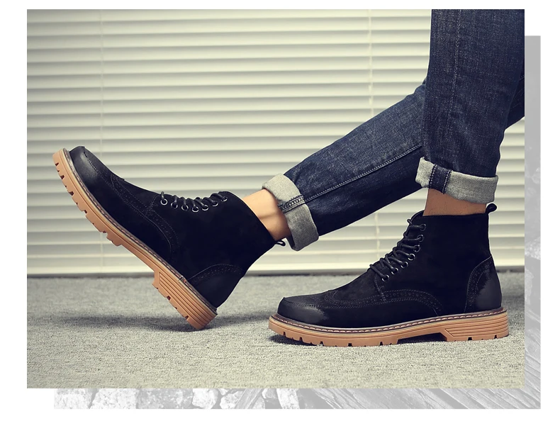 Winter Shoes Mens Desert Boots' Work&Safety Winter Casual Snow Boots Men Round Toe Ankle Winter Boots Men Black Military Boot Tactical (12)