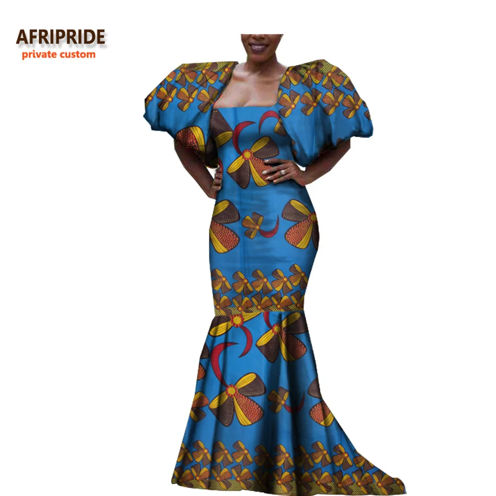 Осень комплект из обуви в африканском стиле платье для женщин AFRIPRIDE с короткими пышными рукавами, длина до пола без бретелек женское платье для вечерние и ужин A7225117