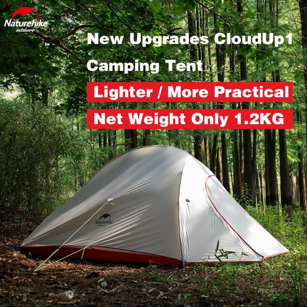 

Upgraded Cloud Up 1 Tent Naturehike Ultralight Camping Tent 20D Silicone Aluminum Pole 1 Man Four Seasons Tourist Tent Free Mat