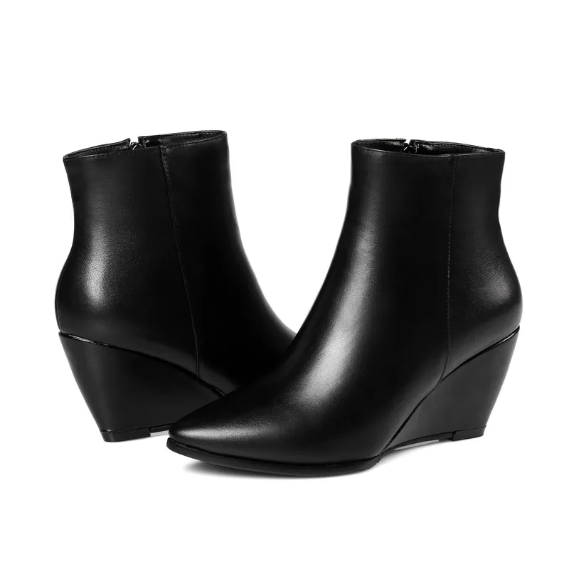 ASUMER/Модные женские ботинки черного цвета на осень и зиму, Новое поступление, ботильоны из натуральной кожи на молнии с острым носком на