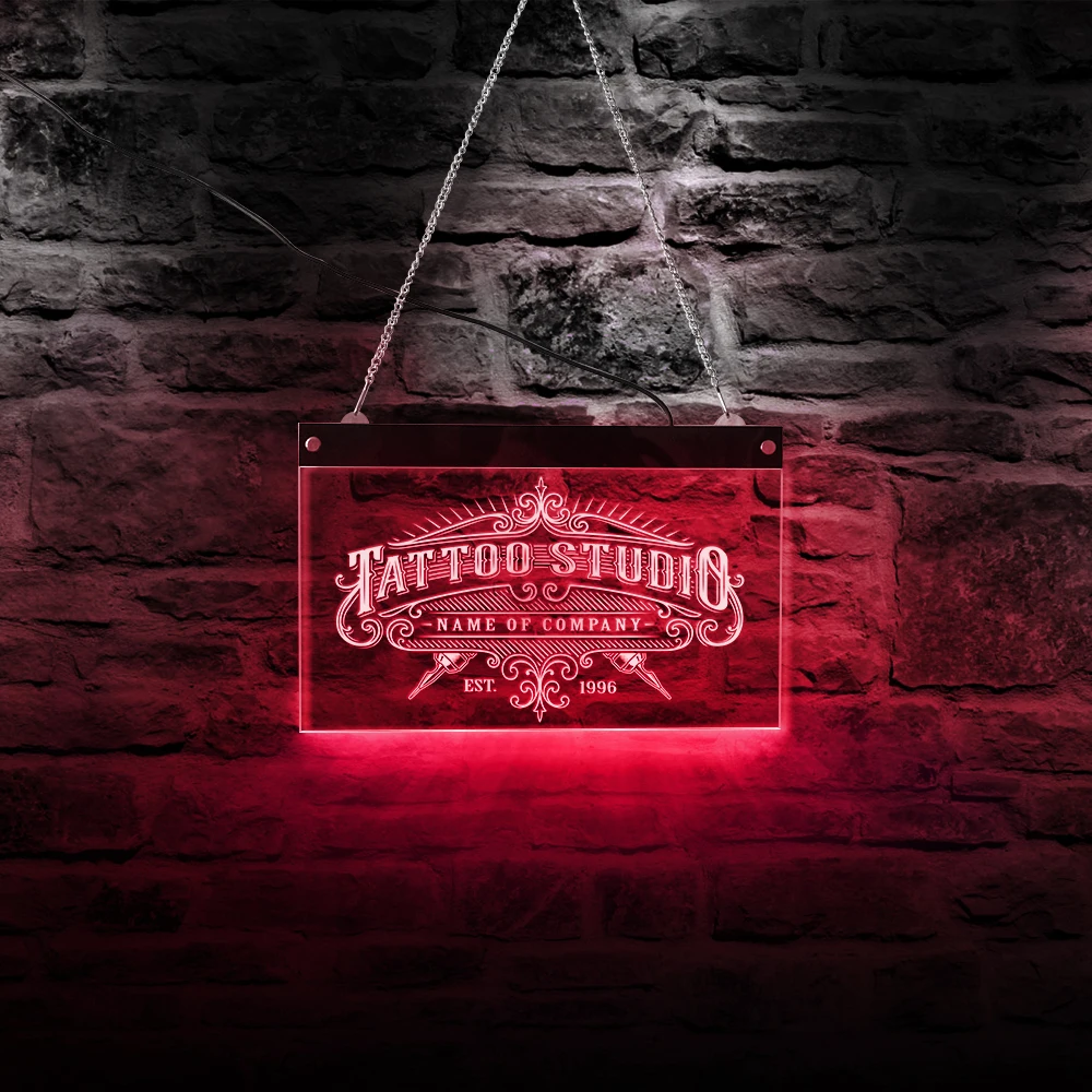 Tattoo Studio Custom Name LED Neon Sign Personalized Tattoo Salon Shop Name Business Wall Art Sign With Color Changing Lighting