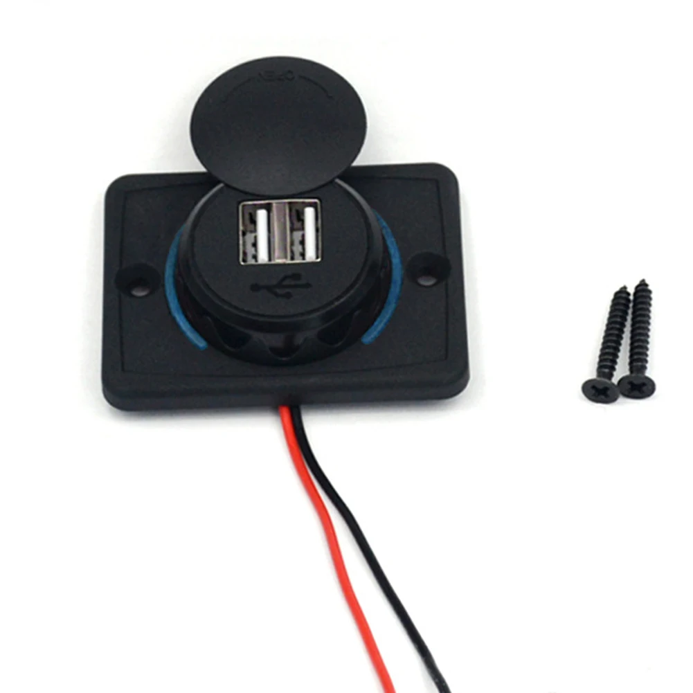 

Socket Safe Portable Car Charger Fast Dual USB Boat Accessories 12-24V 3.1A Adapter With Lid Caravan Nylon