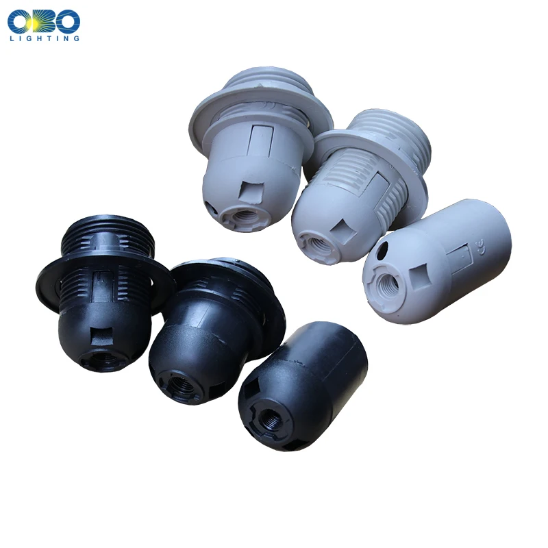 Base E27 E14 Plastic Lamp Holder full Thread  Retro Decorative Light Fittings LED Black White Lamp Head  Light Socket