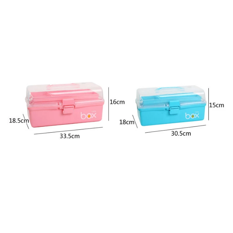 Three-Tier Medicine Box For First Aid Kit Plastic Folding Medical Chest Organizer For Makeup Stationery Storage Boxes
