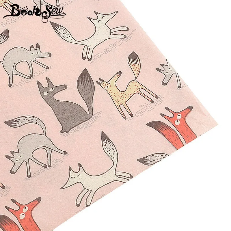 

Booksew 100% Cotton Fabric Foxes Animal Pattern Pink Fat Quarters DIY Handmade Quilting Bedsheet Sewing Cloth Patchwork Tissu
