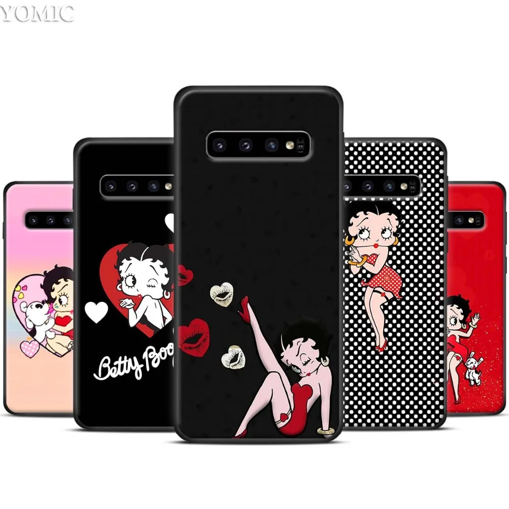 

Betty Boop Black Silicone Case for Samsung Galaxy S10 S10e S8 S9 Plus S7 A40 A50 A70 Note 8 9 Soft Cover Case