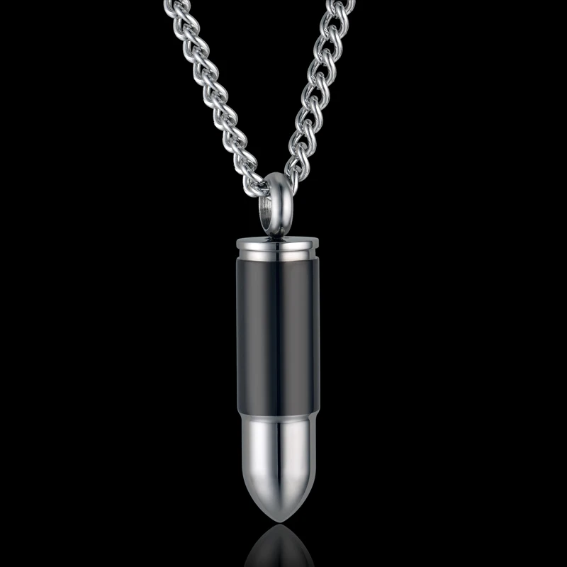 Buy Mens Necklace Stainless Steel Hip Hop Black Bullet Pendant Silver Color