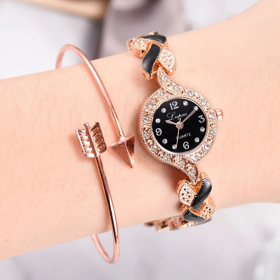 Lvpai-Relojes de pulsera de cristal para mujer, pulsera de lujo, de cuarzo, informal, a la moda, nueva marca - Imagen 4