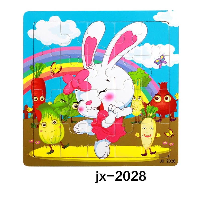 Деревянная машинка-головоломка, игрушки для детей, развивающие, Обучающие Детские обучающие игрушки, Мультяшные головоломки с животными, самая низкая цена - Цвет: Rabbit