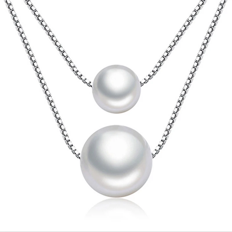 

JEXXI Silver Chain New Long Necklaces Women 2018 Fashion Jewelry Wholesale Double Layers Imitation Pearl Pendants Necklaces