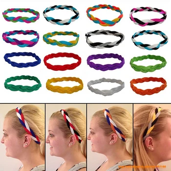 

Softball Running Sports Braided Headbands Sweat Silicone Non Slip Grip Scrunchy Women Girl Soccer Yoga Elastic Hair Bands