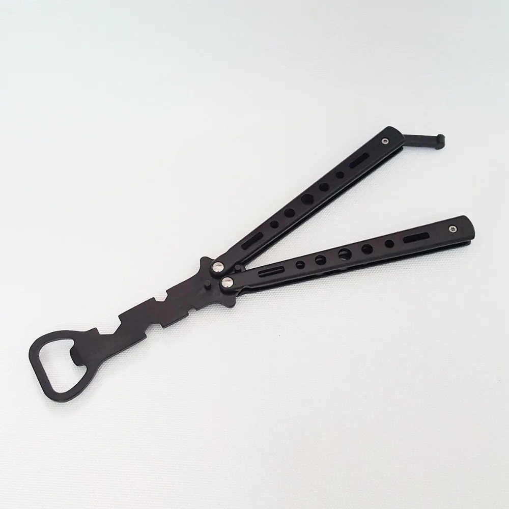 10x Black Practice Butterfly Knife Multi Tool Bottle Opener and Hexagon