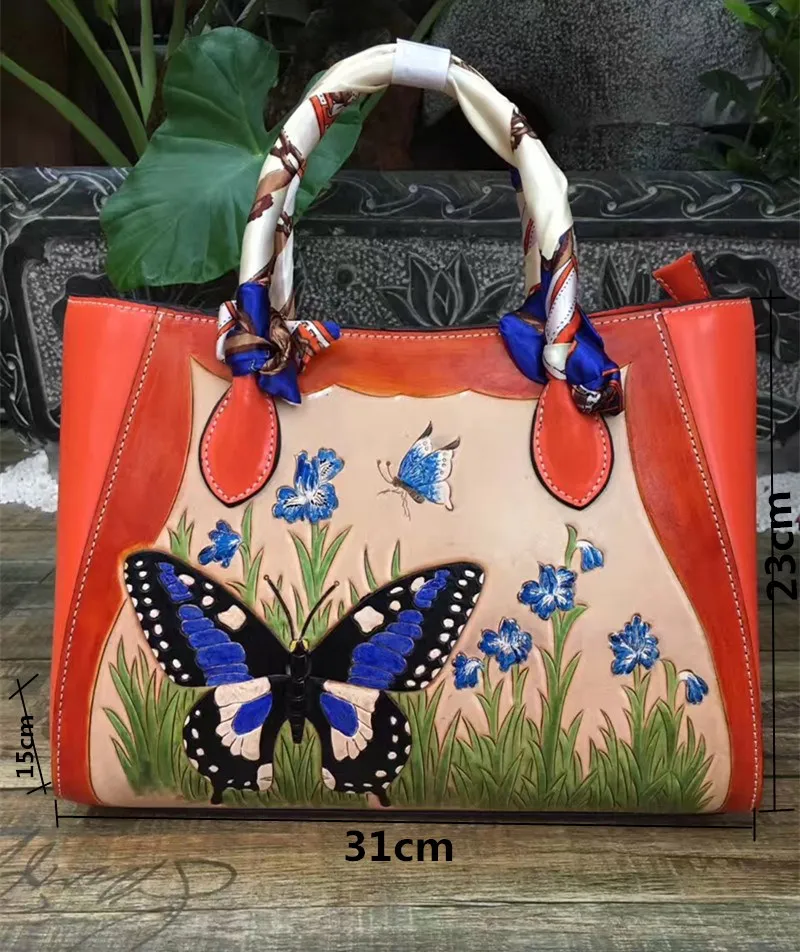 

2017 hand carve italian vegetable tanned genuine real leather luxury handbags women bags designer women leather handbag