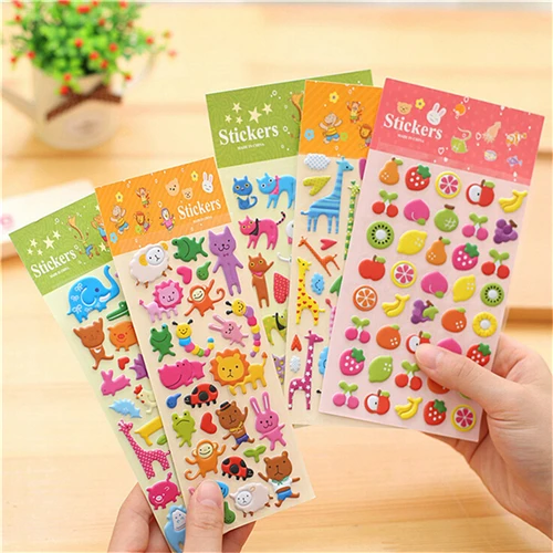 

1PCS 3D Puffy Bubble Stickers Fruit Cat Cake Giraffe Zoo Sea Stickers for Kids Cute DIY Craft Scrapbook refrigerator Stickers