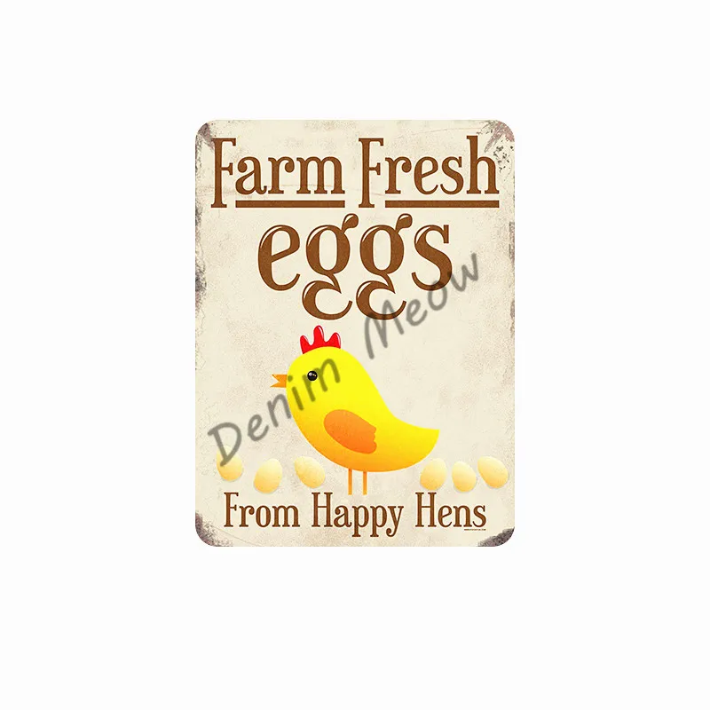 Счастливый Цыпленок, больше яиц, потертый шик, домашний декор, винтажная табличка, ферма, свежее молоко, металлические наклейки на стену, украшение WY32 - Цвет: 15