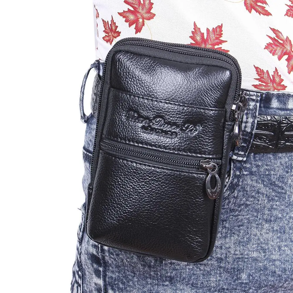 Men Oil Wax Leather Vintage Belt Hip Waist Fanny Pack Shoulder Crossbody Bag 