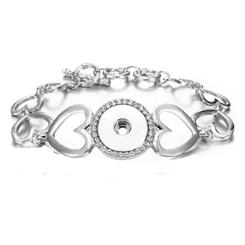 

High quality Hot wholesale heart Snap Bracelet&Bangles Charms Metal Bracelets For Women Fit 18mm DIY Snap Button Jewelry