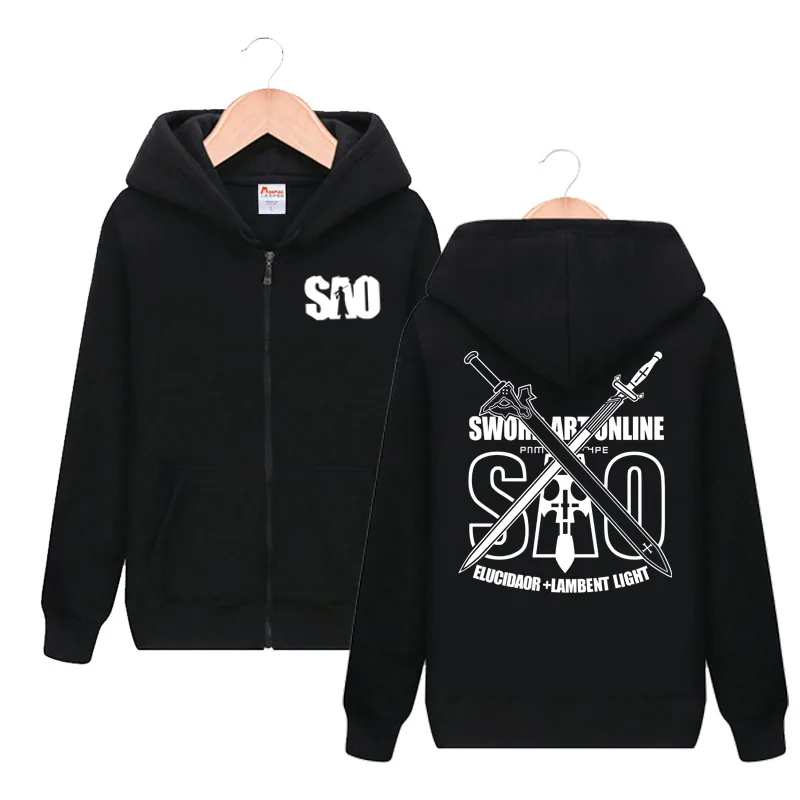 Sword Art Online Printing Zipper Hooded Hoodie Cosplay Costume SAO Men