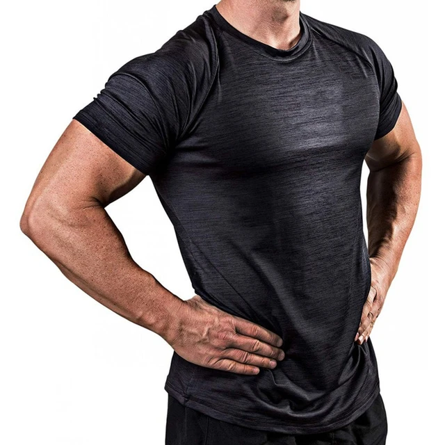 T-shirt À Compression Et Séchage Rapide Pour Homme, Haut Pour Le Sport,  Haut Court Et Slim Pour La Course, Le Fitness Et L'entraînement, Vêtements  Pour Hommes Noirs - T-shirts - AliExpress