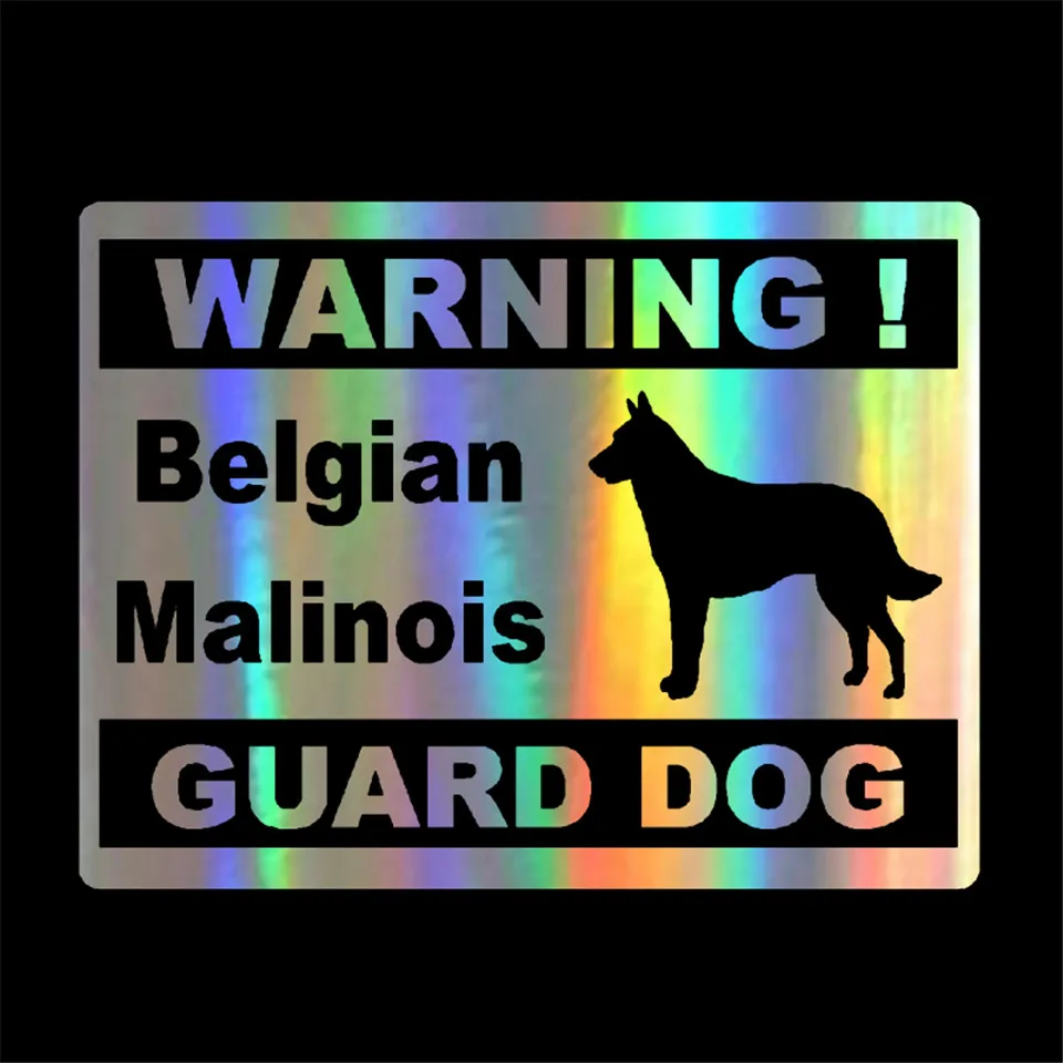 13.5cm10.3c Car Styling Personality Warning Belgian Malinois Guard Dog Car Stickers BlackSliverlaser (4)