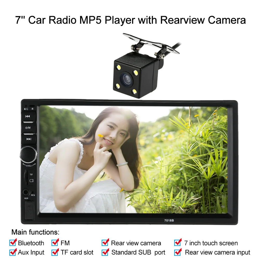 7 Inch 2 Din Car Rear View Camera HD Car Radio MP5 Player Bluetooth USB SD Automobile Electronics In-Dash