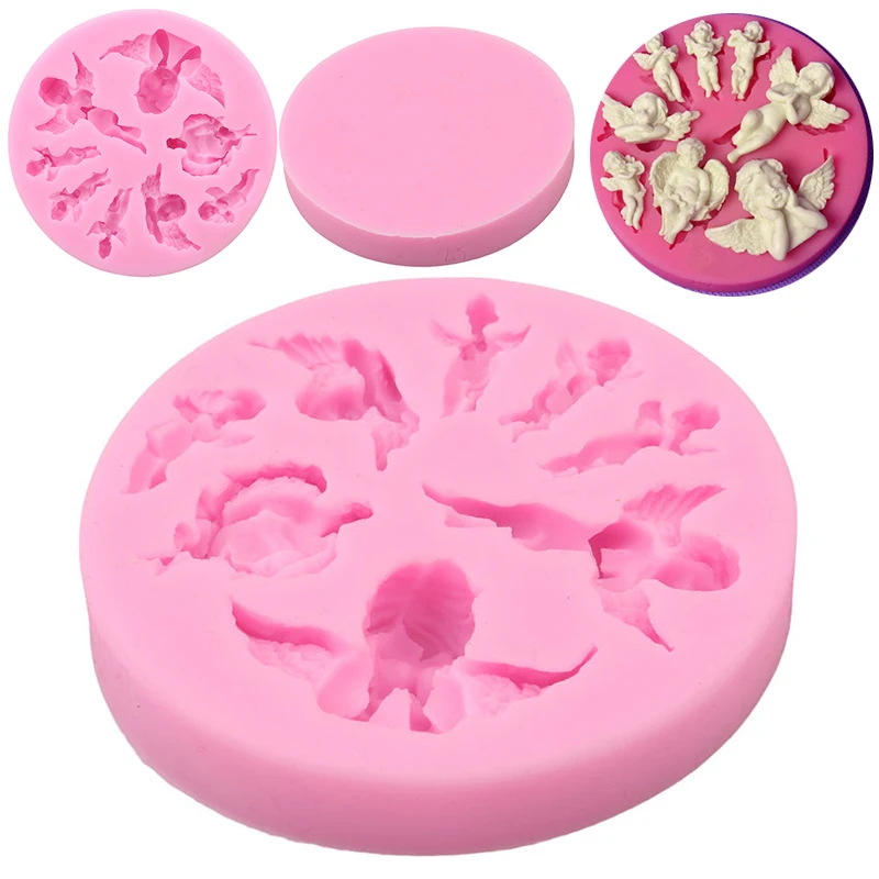 8 Angel Baby Silicone Cookie Cutter Fondant Cake Decor Marzipan Mould Color Random