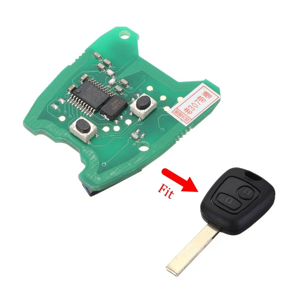 433MHz 2 Button Remote Key FOB Circuit Board For Peugeot 307 /Citroen