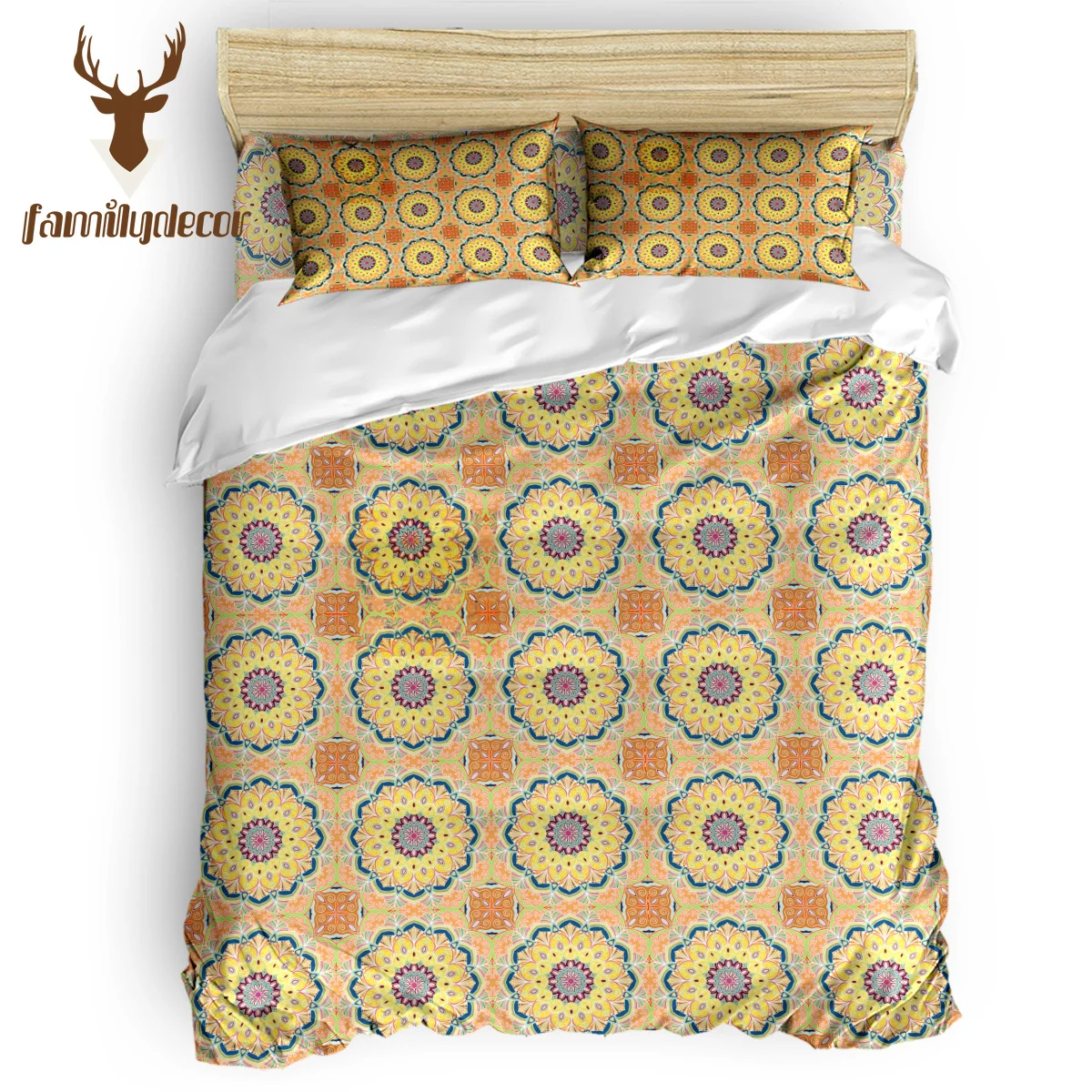 

FamilyDecor Ethnic Round Geometric Patterns Bohemia Bedding Set Luxury Comforter Bedding Sets 3D King Size Red Blue Cotton DHL F