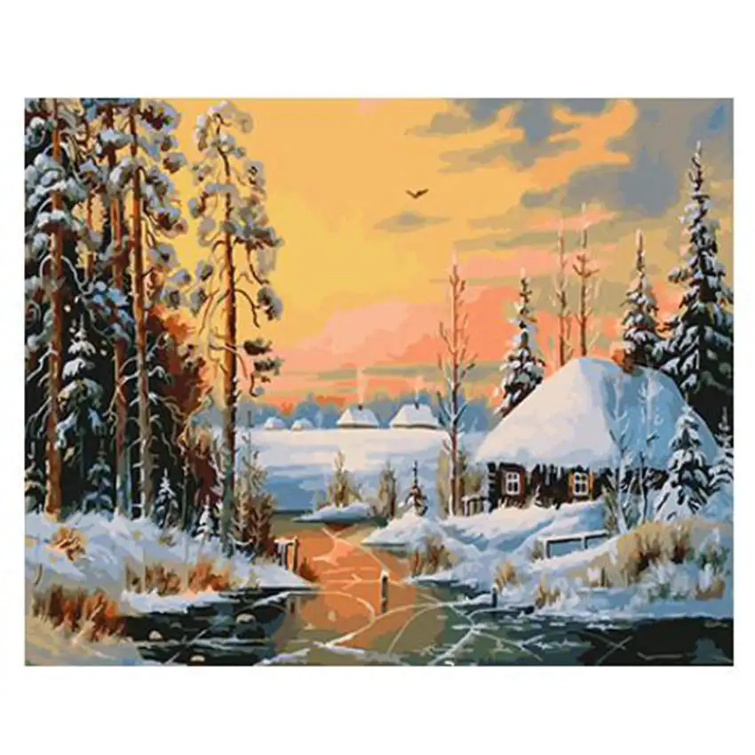 

Drawing By Numbers,Winter Cabin,Diy Oil Painting By Numbers,Paint By Number Kits