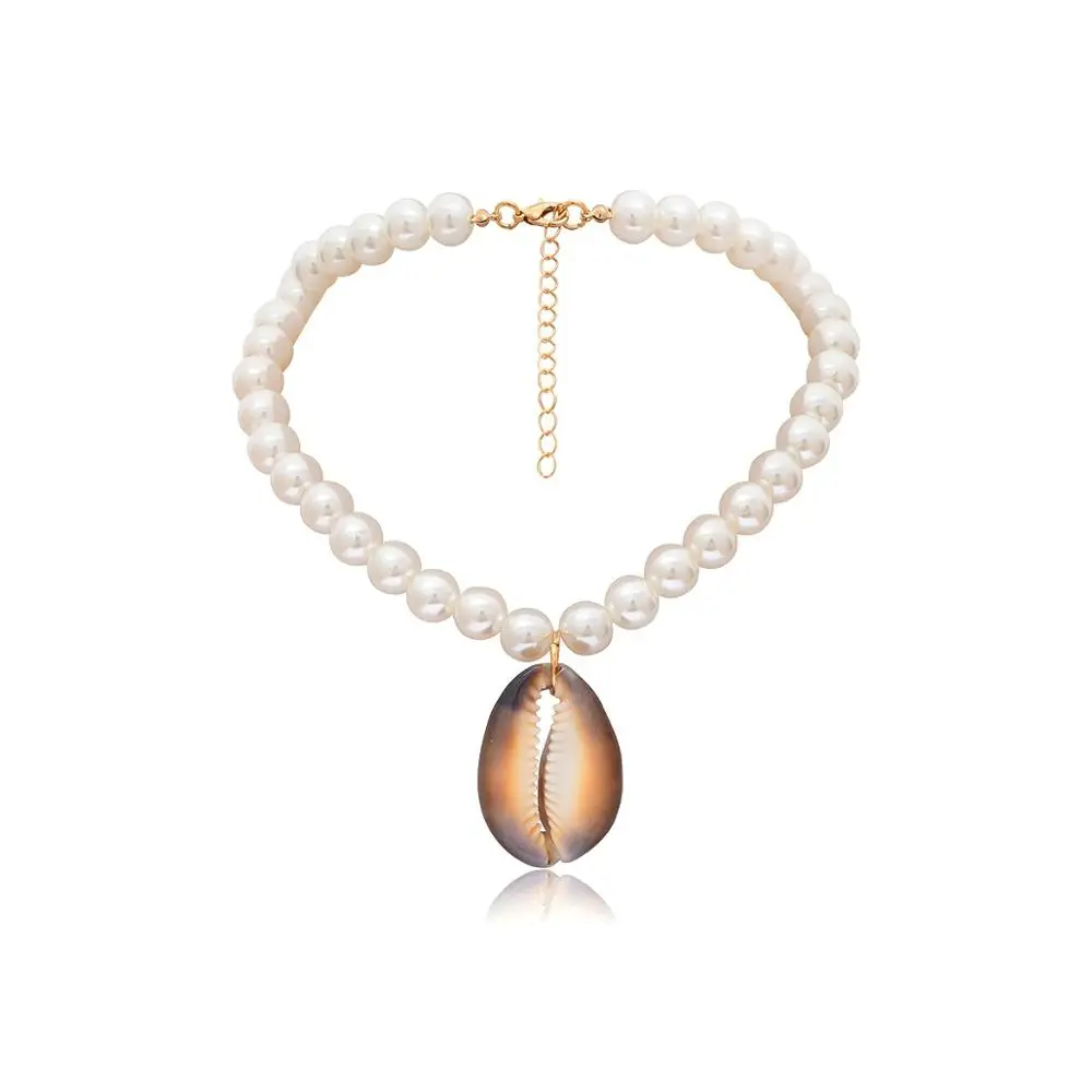 Женское ожерелье с ракушками KMVEXO, многослойное ожерелье с жемчугом и ракушками - Окраска металла: 1 PCS