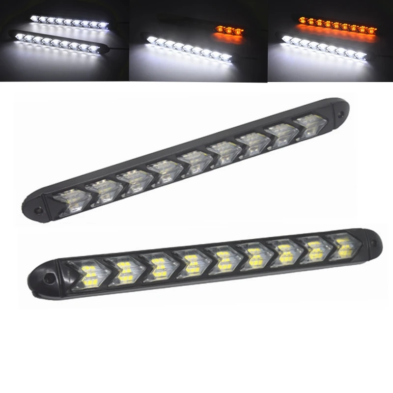 2Pcs LED DRL Daytime Running Light Car Styling Dynamic Streamer Flow Amber Turn Signal Warning Steering