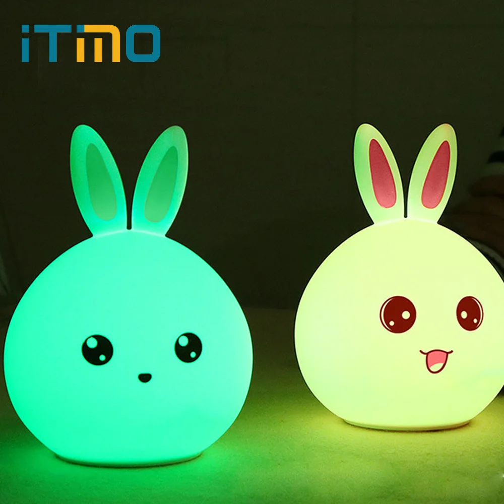 

iTimo Tap Control LED Night Light For Children Baby Kids Rabbit Silicone Lamp New Style Nightlight Bedside Lamp Touch Sensor