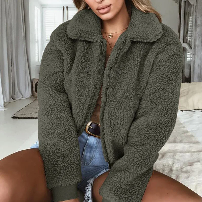 astounding  Lossky Fashion Long Sleeve short Coat Women 2019 Autumn Winter Warm Soft Jacket top Female Plush Lo