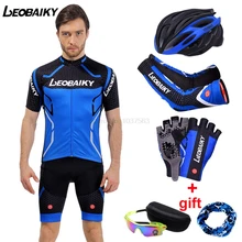 LEOBAIKY 2017 New Men’s Summer Short Sleeve Cycling Jersey Shorts Set Bike Bicycle Ridding Running Clothing Shirt Sportswear