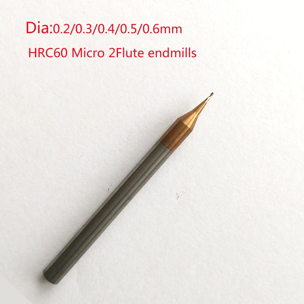 3 шт./лот D0.6xD4x50L 0 6 мм 2 канавки HRC60 микро карбидная плоская Концевая фреза ЧПУ