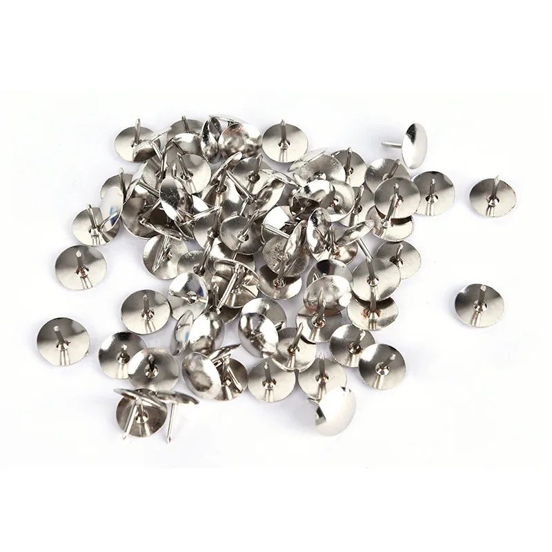 

10mm Nickel-plated Metal Round Head Pick Stationery Boxed Big Head Nail office supplies Carton 100 pcs