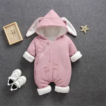 

2019 Winter Baby Overalls Boys Girl Romper Kids Hooded Thicken Jumpsuit Toddler Clothes Children Cotton Suit Infant Outwear P151