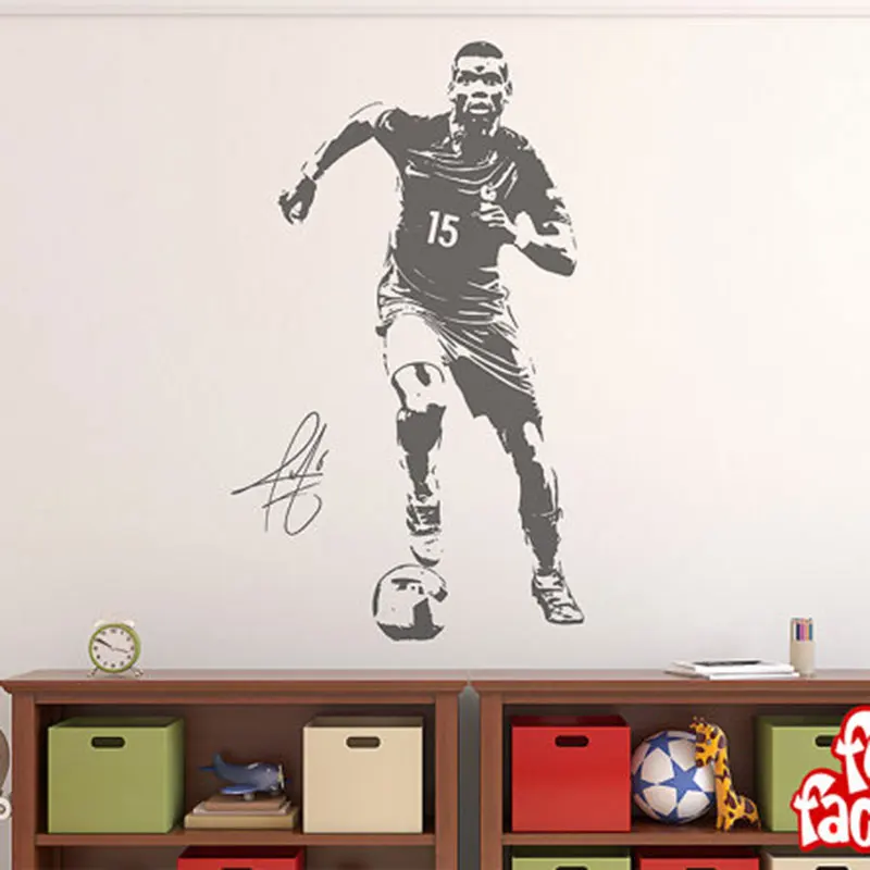 

Paul Pogba Wall Decal Sticker Football Soccer Player France Mural Home Decal Creative Sports Wall Stickers Boy's Room decor